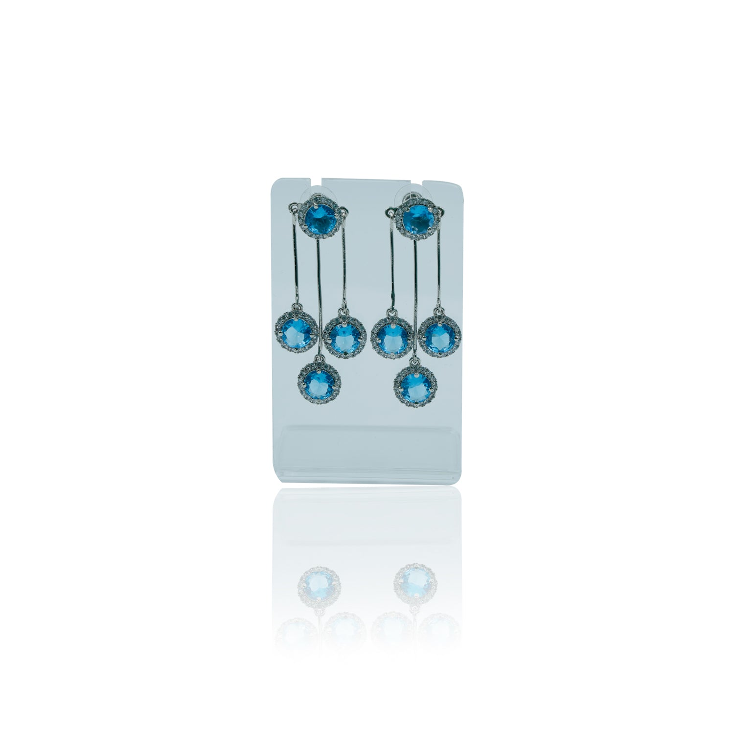 Sunburst Blue Gemstone Drop Earrings