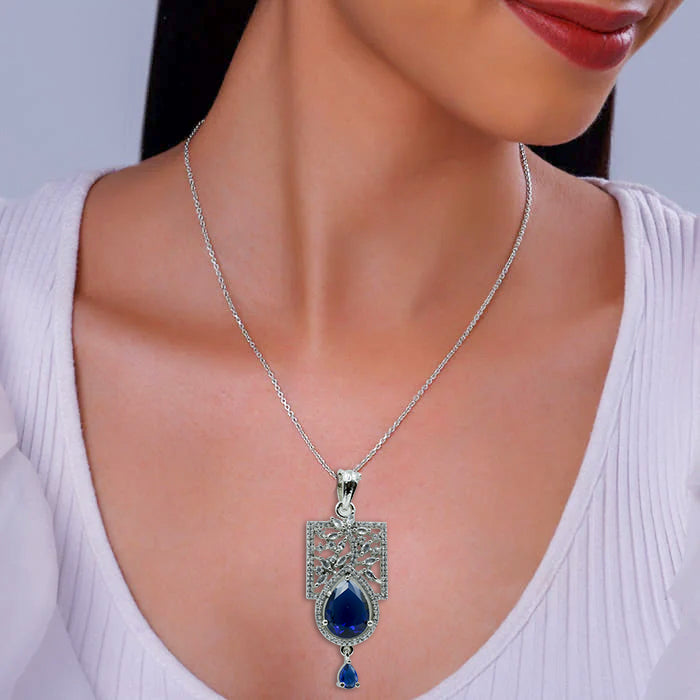 Dark Blue Oval Pendant