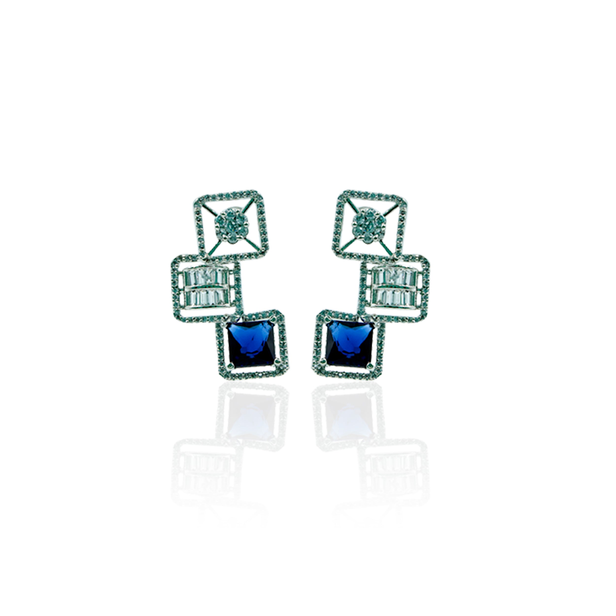 Elegant Blue Layered Earrings