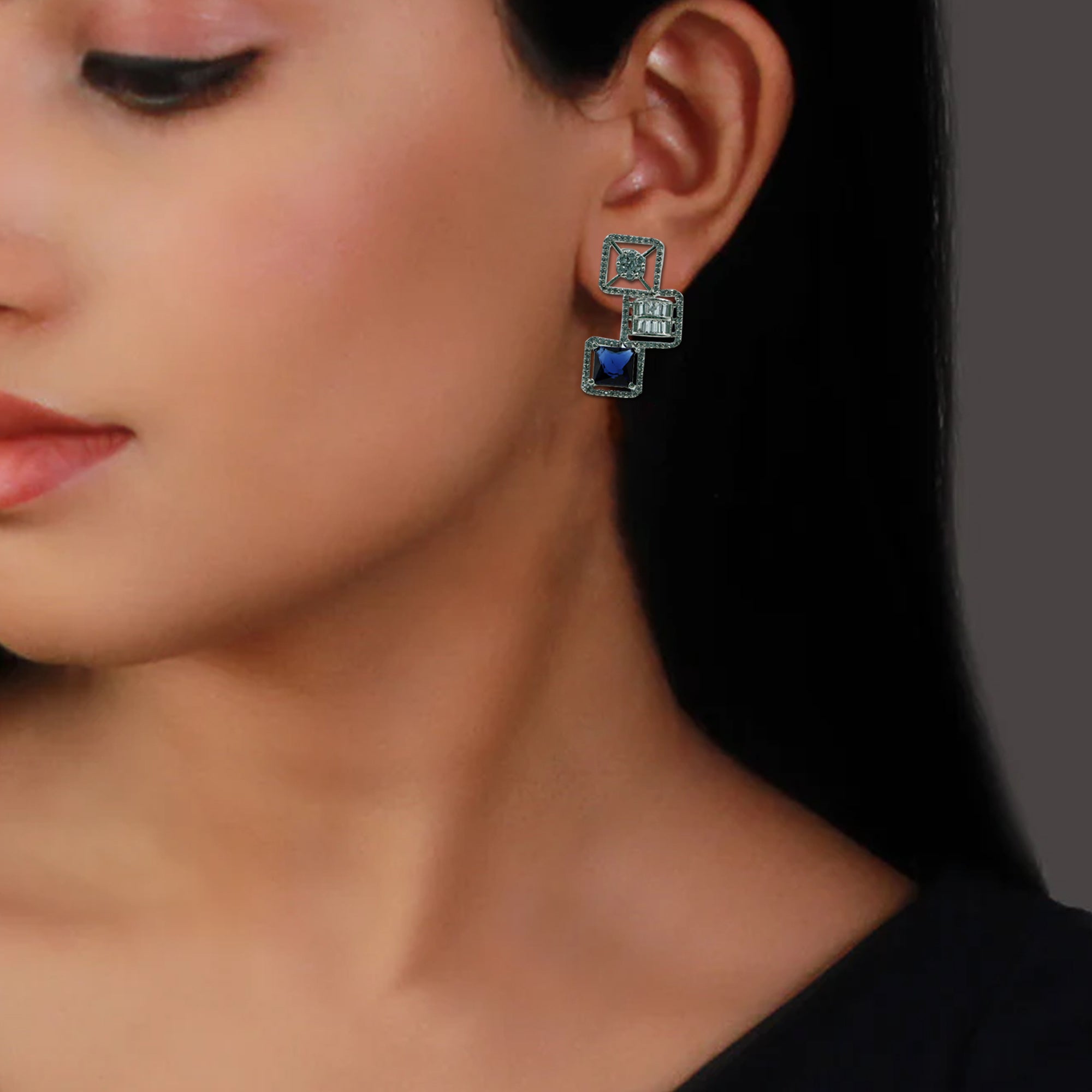 Elegant Blue Layered Earrings