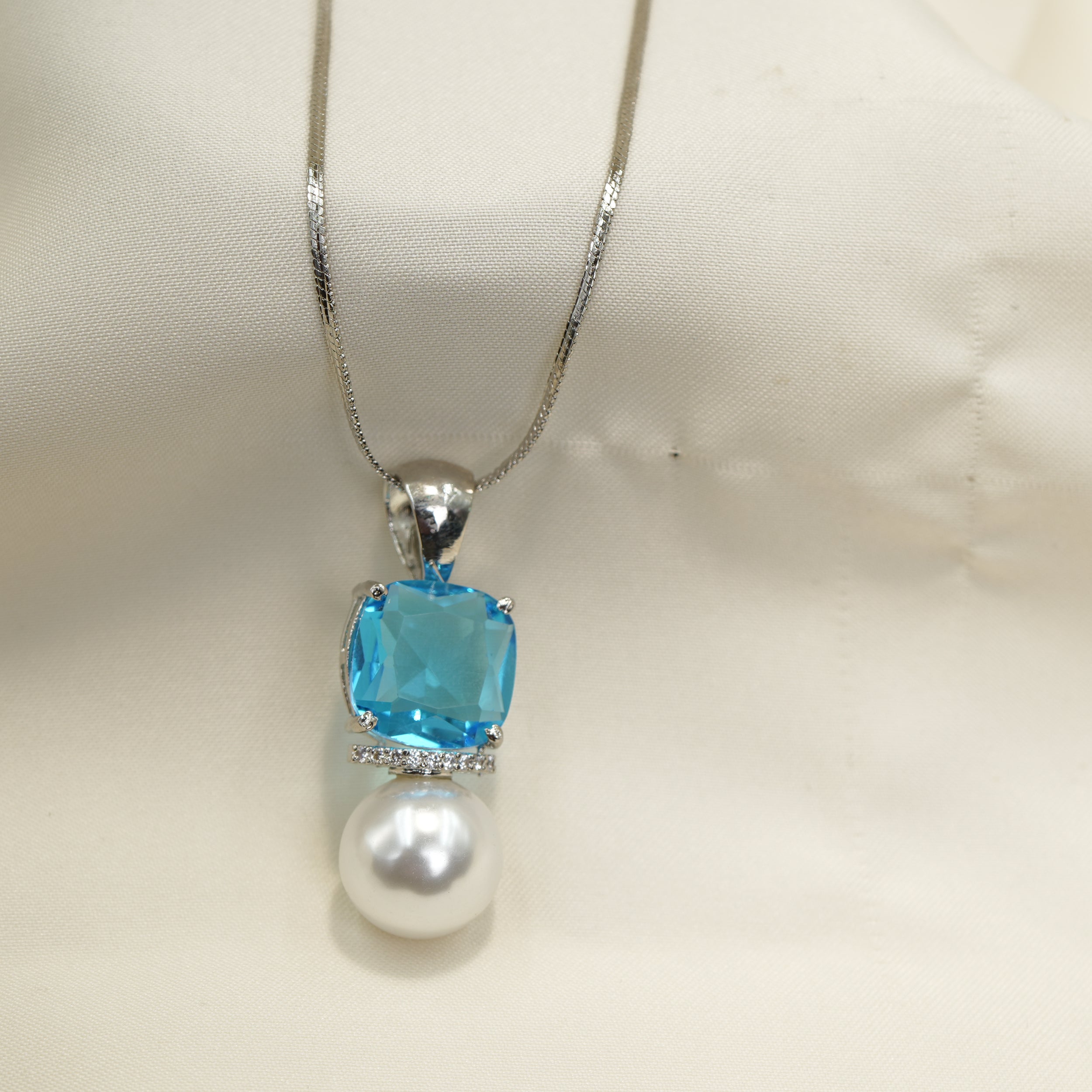 Luminous Blue Pearl Pendant