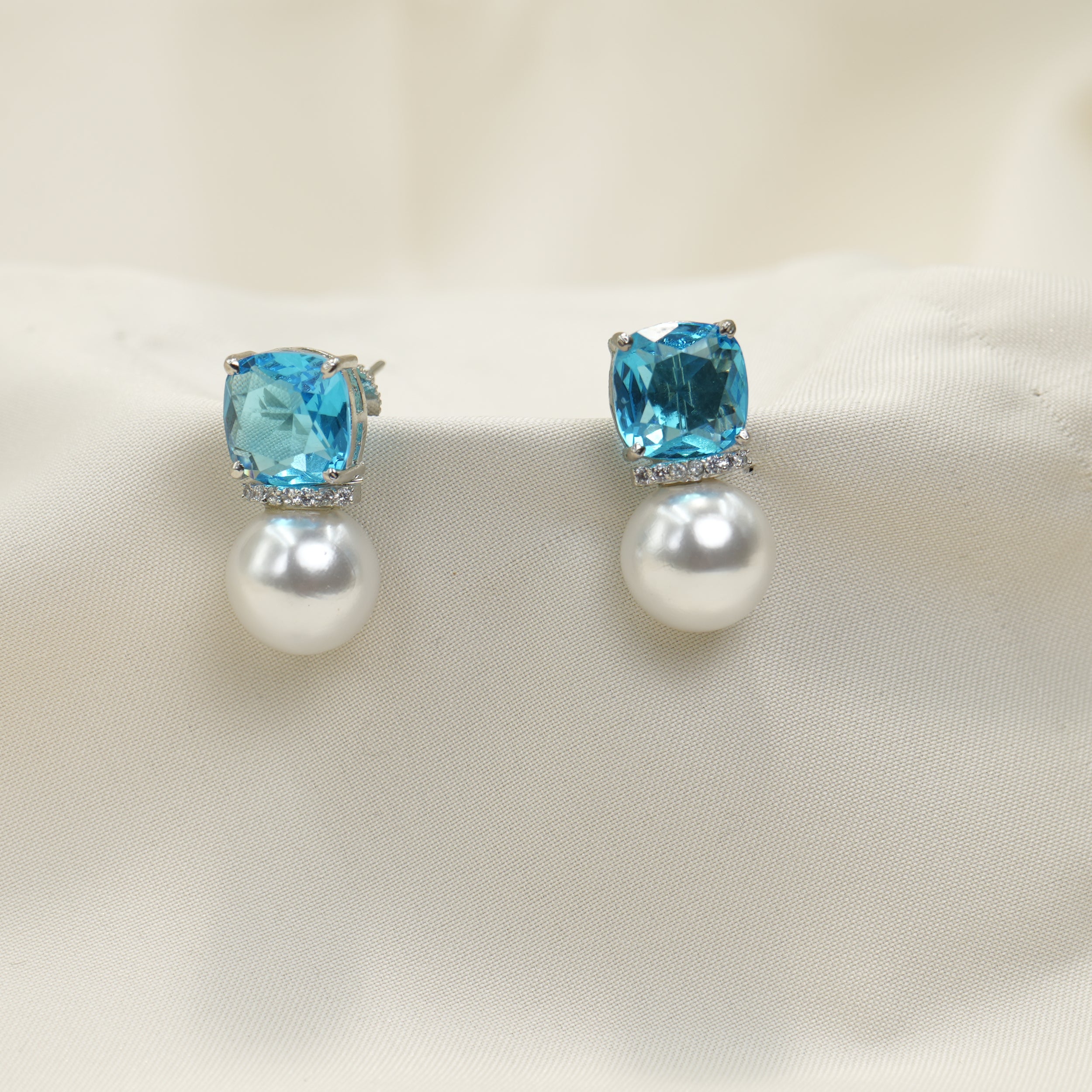 Blue Radiance Pearl Drop Earrings