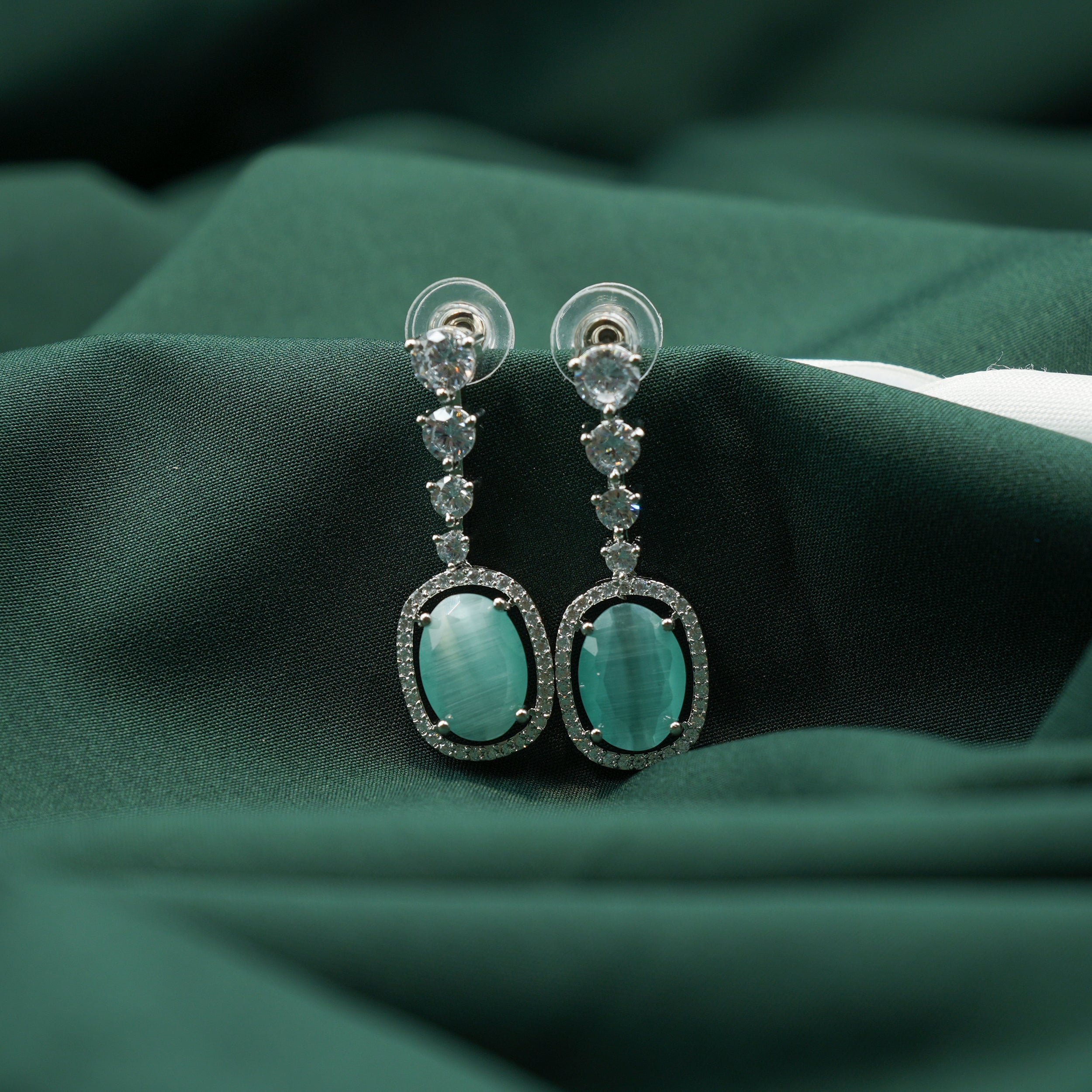 Blue Gemstone Cascade Earrings