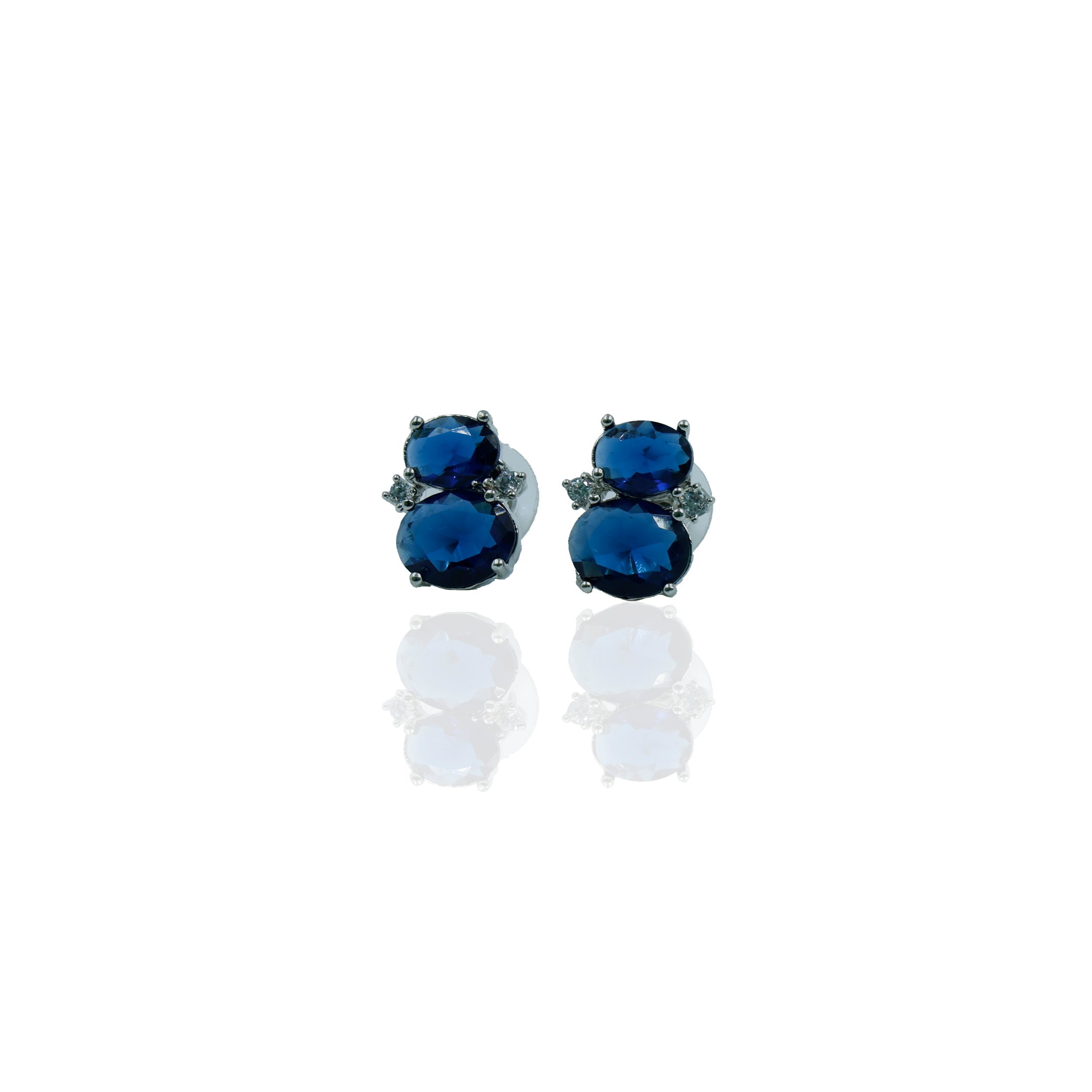 Chic Blue Oval Earrings