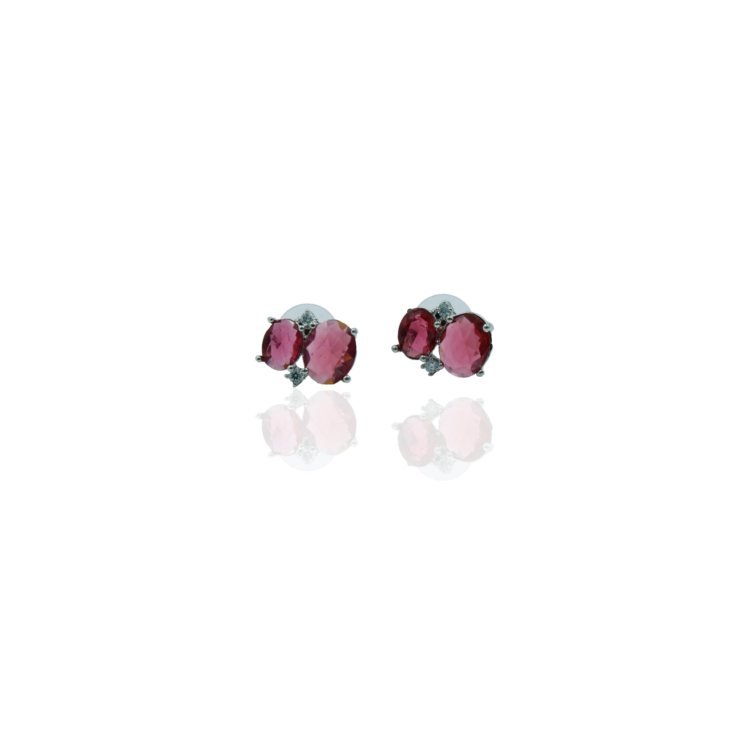 Chic Ruby Oval Earrings