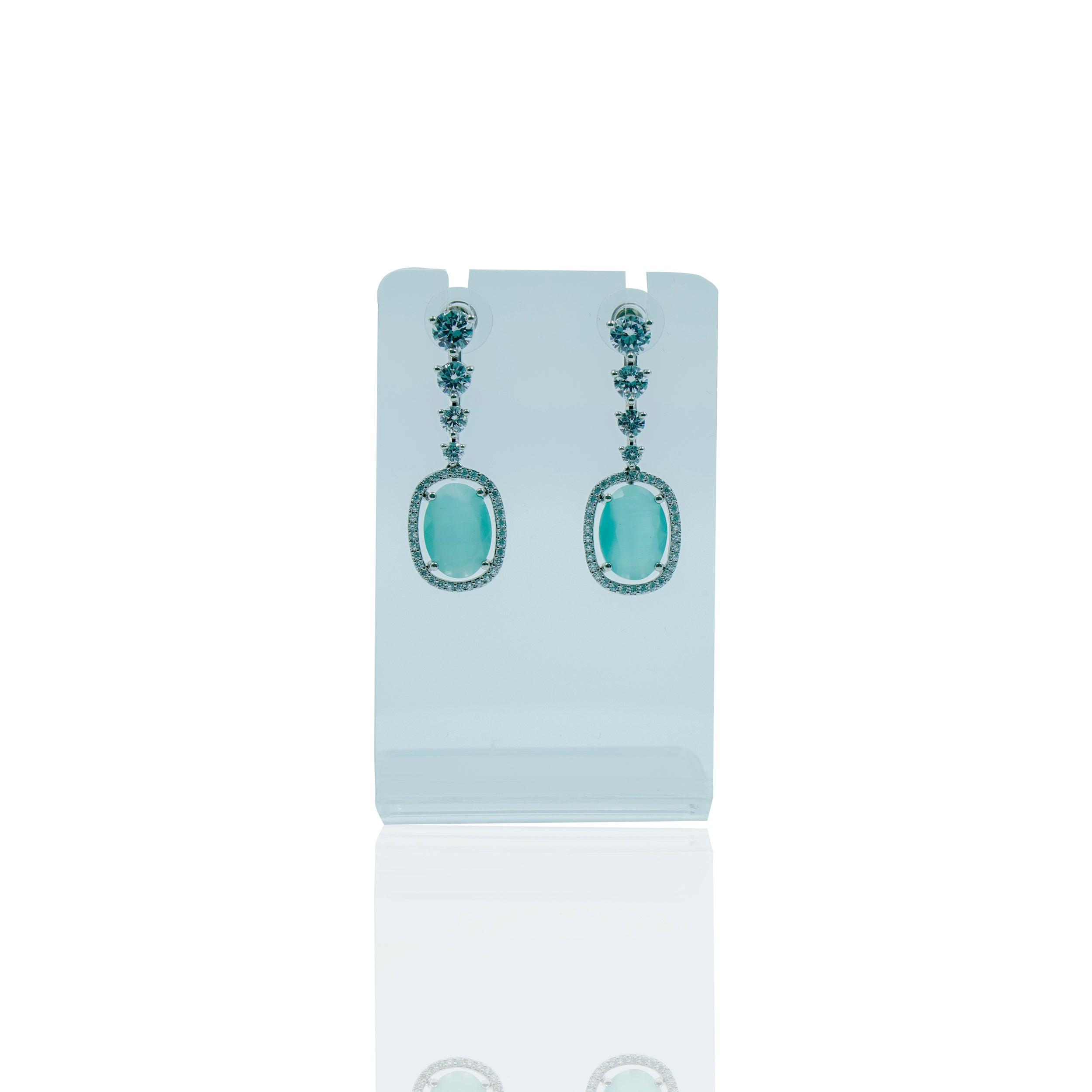 Blue Gemstone Cascade Earrings