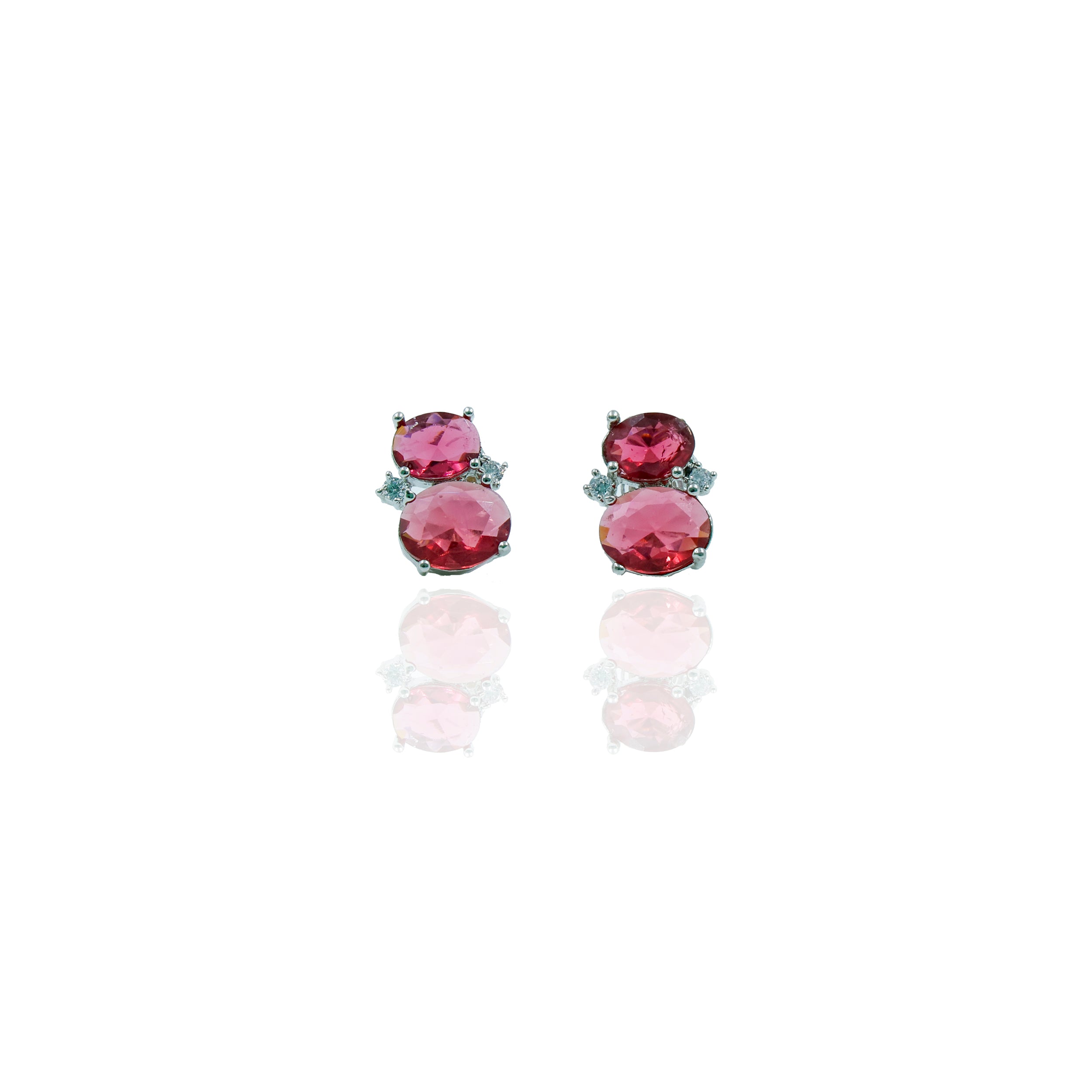 Chic Ruby Oval Earrings