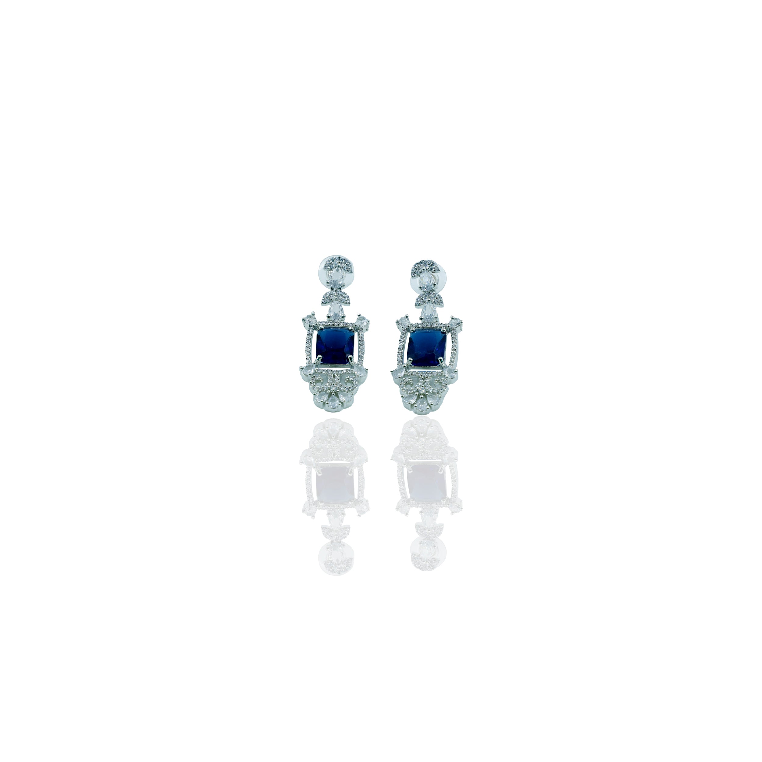 Blue Gemstone Waterfall Earrings