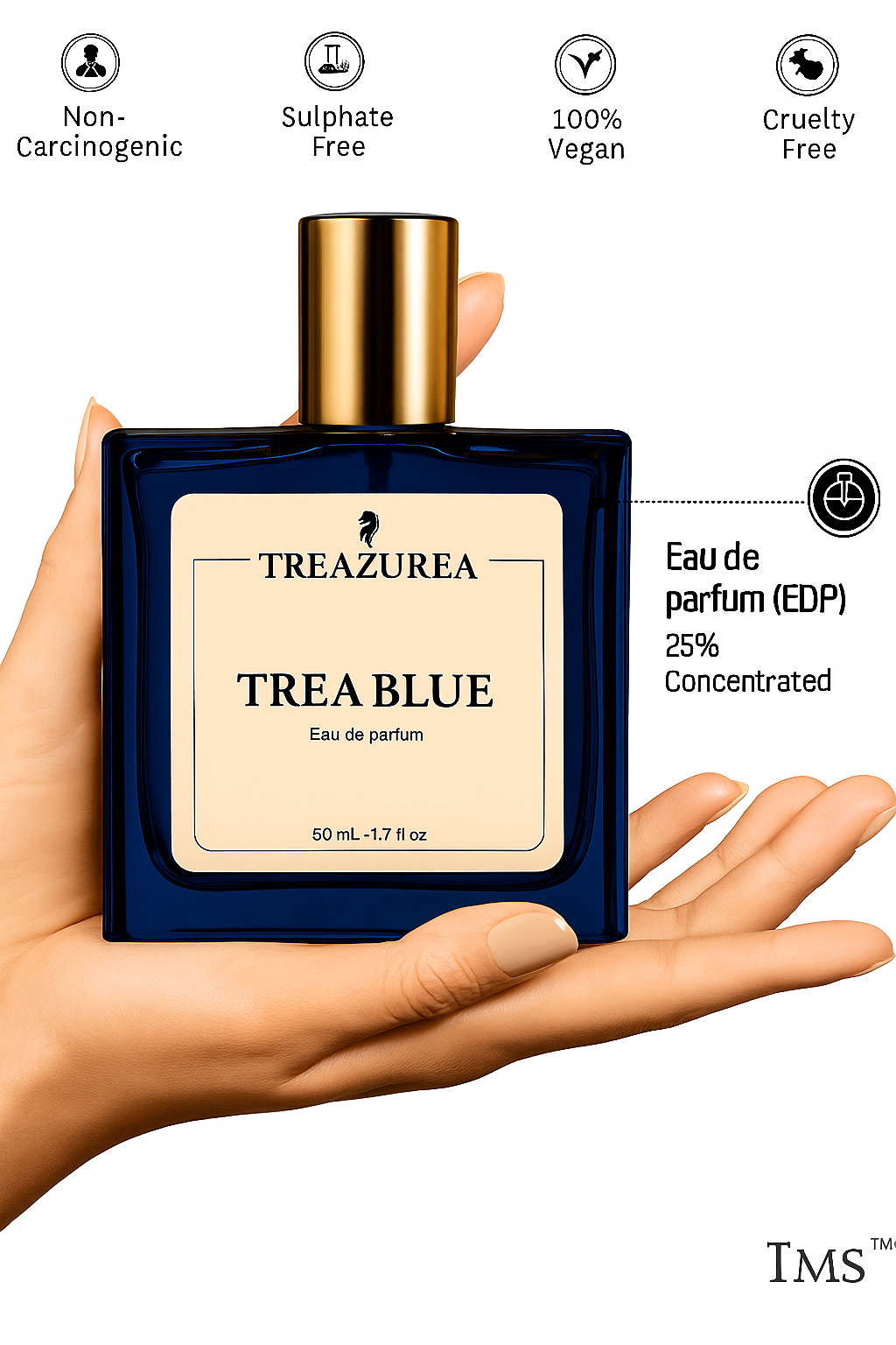 TREAZUREA  BLUE Perfume for Men & Women | Aromatic Woody Fragrance | Unisex Eau de Parfum Spray