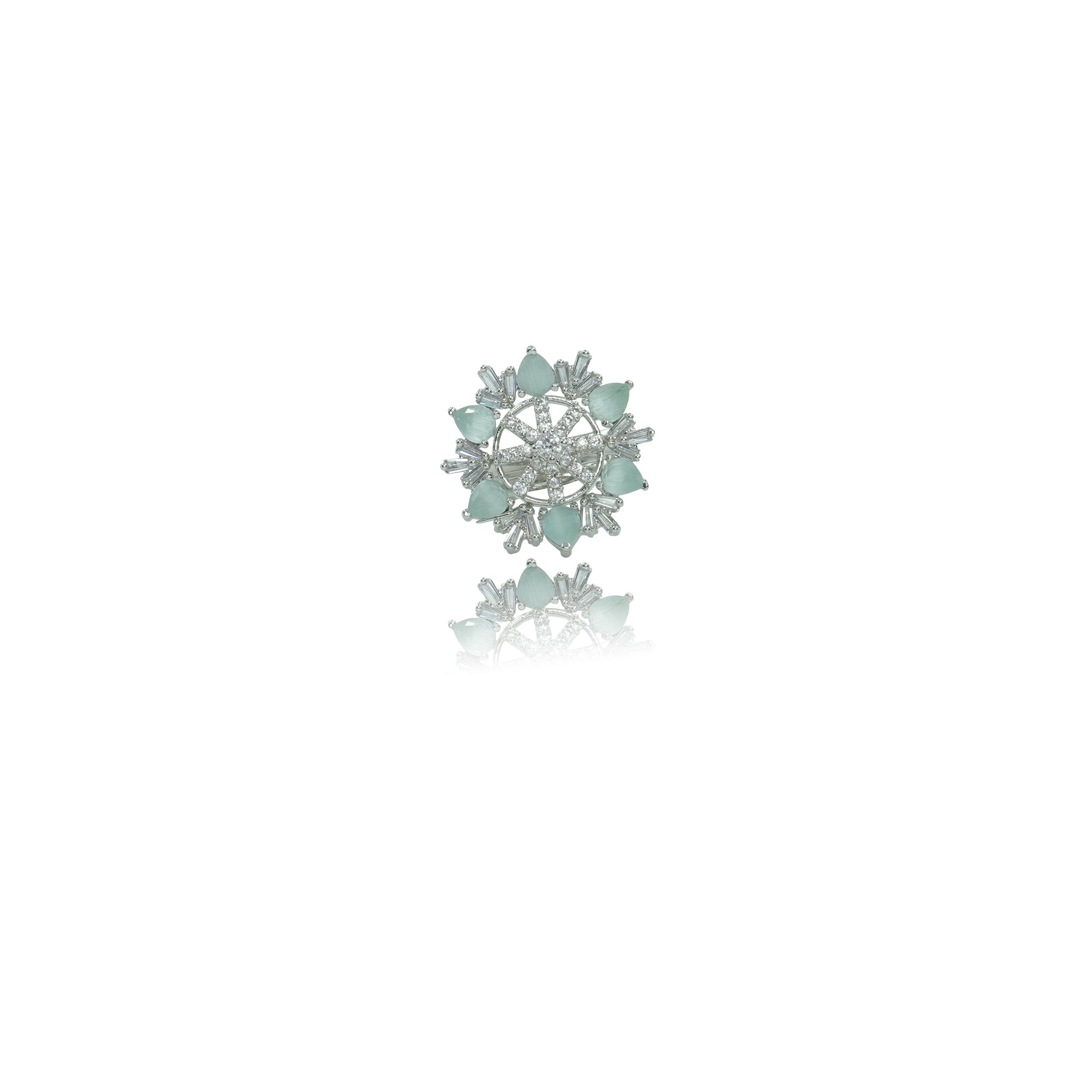 Pista Green Snowflake Ring