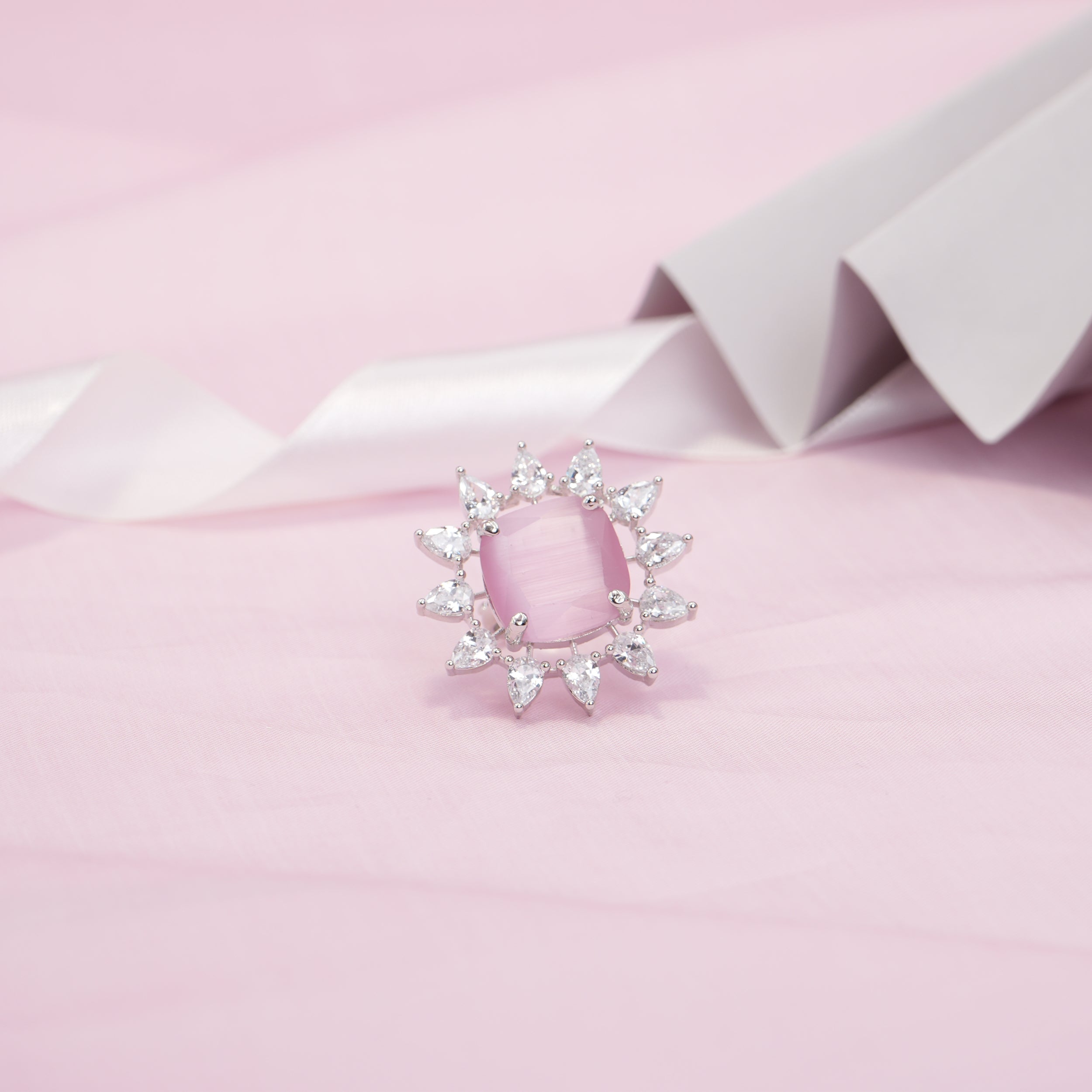 Pink Radiance Halo Ring