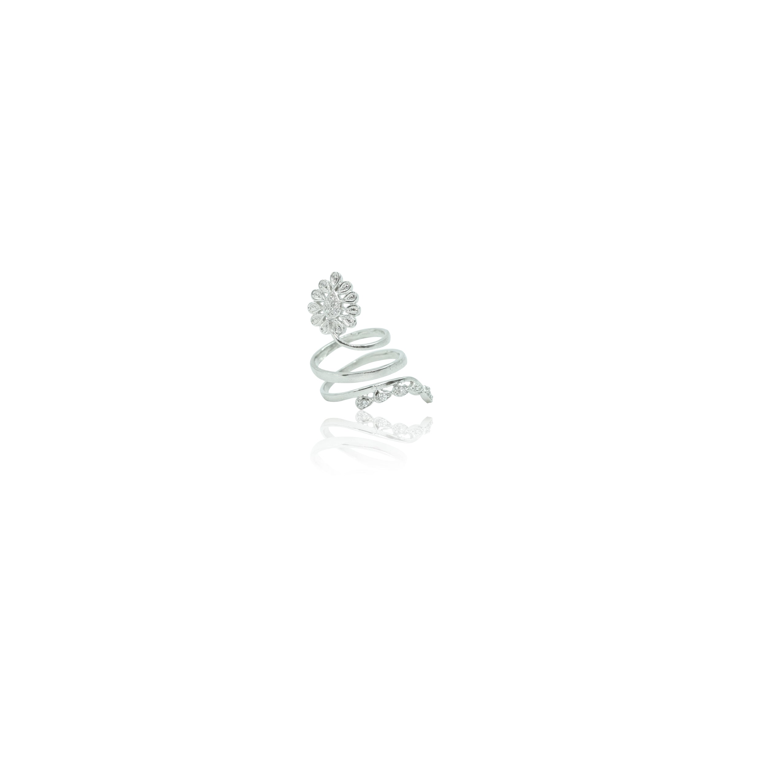 Elegant Floral  Spiral Ring